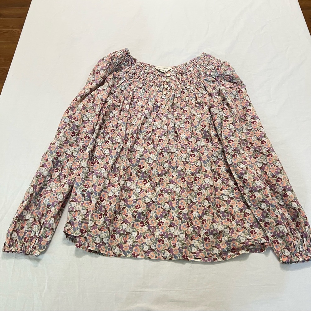 Lucky Brand Floral Boho Peasant Blouse Long Sleeve Prairie Cottagecore XS - Picture 12 of 14
